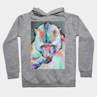 Oil monkey portrait painting in multicolored tones. Hoodie